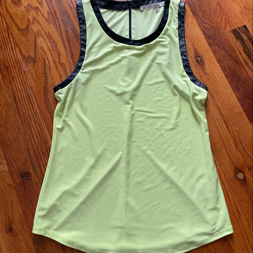 Rachel Rachel Roy women’s chartreuse tank top with faux leather lining - medium
